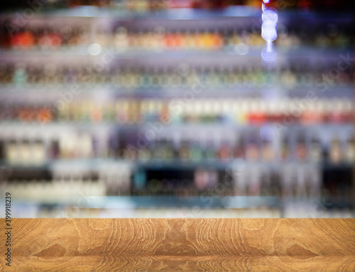 wood table top counter for display product on blur colour