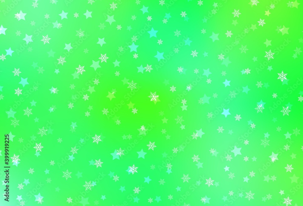 Light Green, Yellow vector template with ice snowflakes, stars. Light Green, Yellow vector template with ice snowflakes, stars.