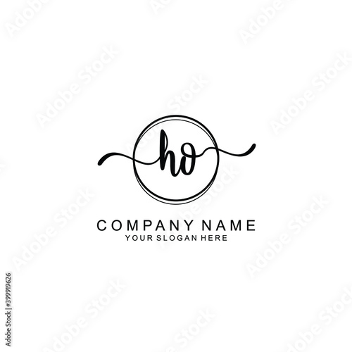 Initial HO Handwriting  Wedding Monogram Logo Design  Modern Minimalistic and Floral templates for Invitation cards  