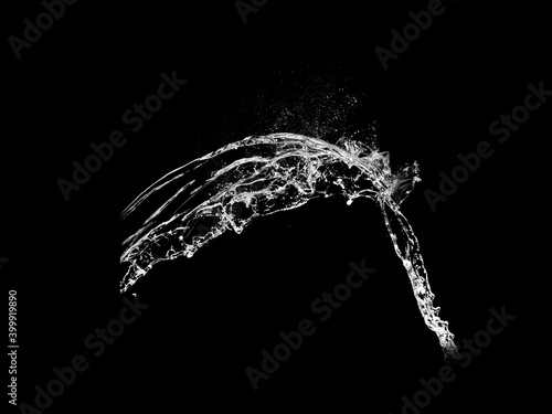 Stock image: High resolution water splashes collection, isolated on black background. Royalty high-quality free stock photo image of water splash with bubbles of air on the black background