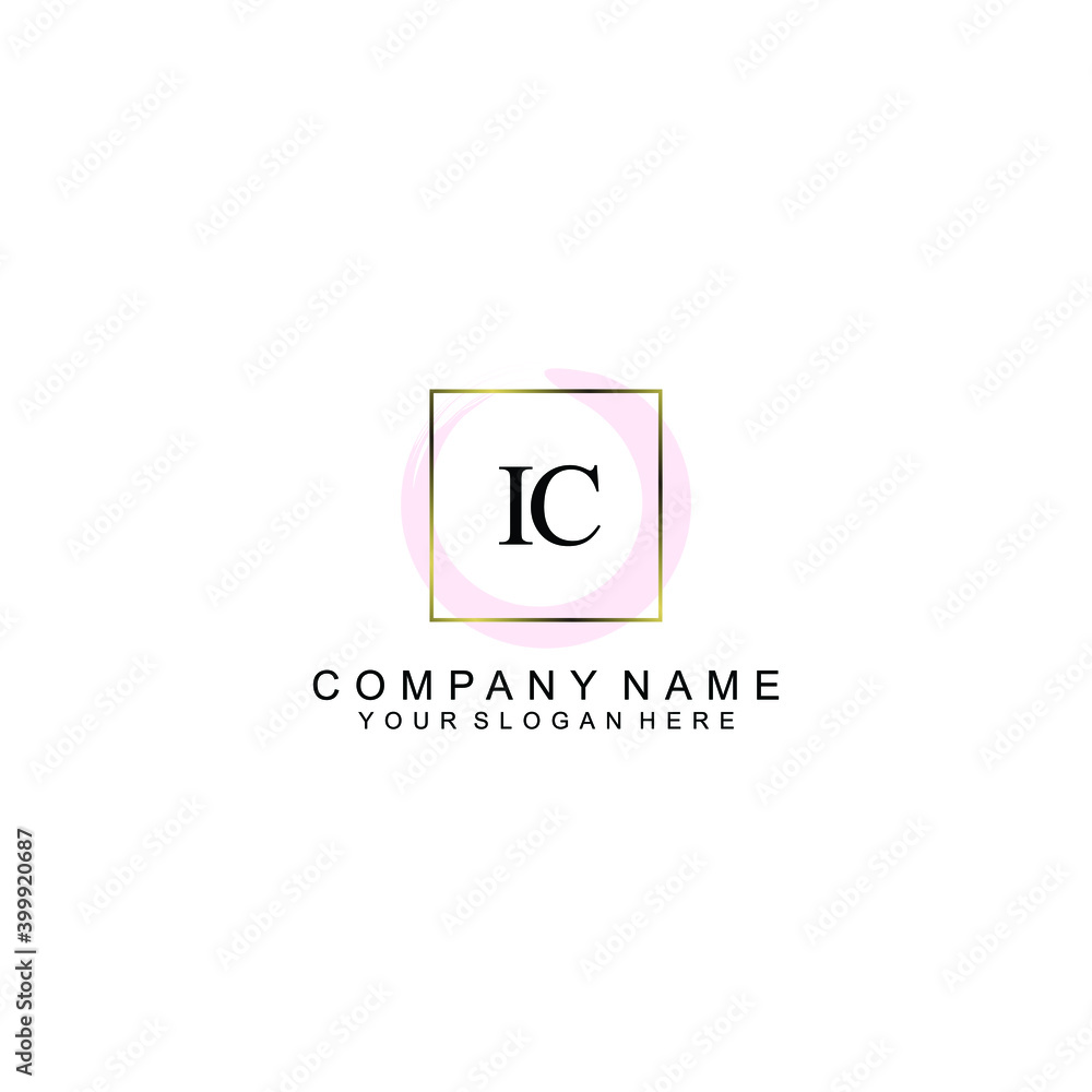 Initial IC Handwriting, Wedding Monogram Logo Design, Modern Minimalistic and Floral templates for Invitation cards	
