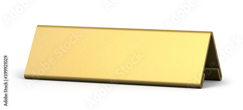 Tablou pe pânză Golden table top desk name plate for office isolated on white background