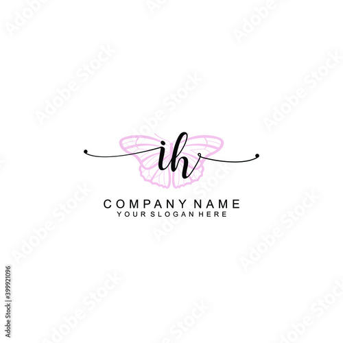 Initial IH Handwriting, Wedding Monogram Logo Design, Modern Minimalistic and Floral templates for Invitation cards   © LAURIS
