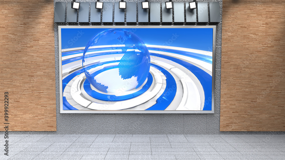 Backdrop For TV Shows .TV On Wall.3D Virtual News Studio Background, 3d ...