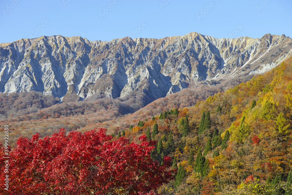 鳥取県の鍵掛峠から見た大山南壁