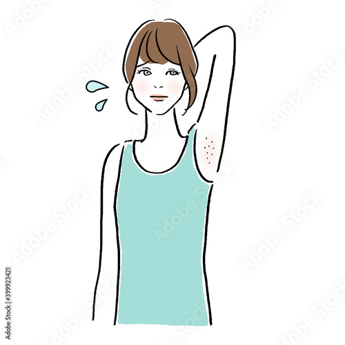 脱毛、ワキを気にする女性のイラスト