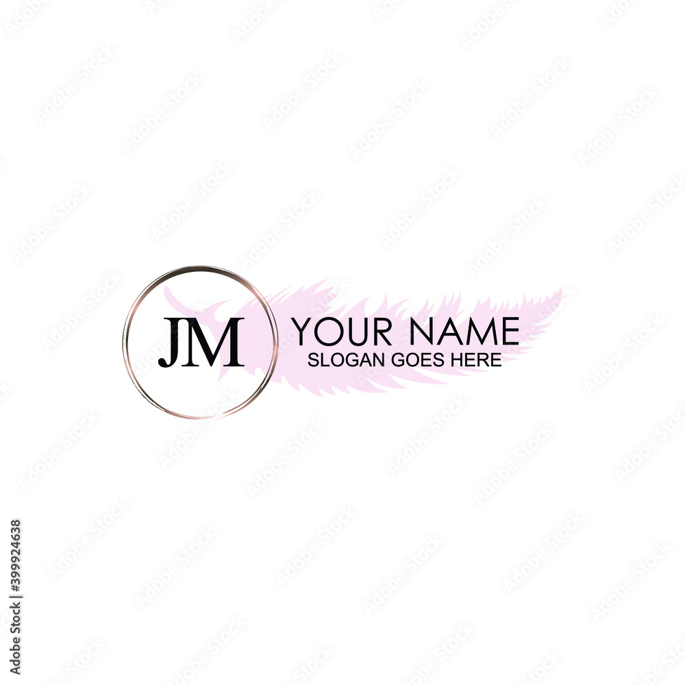 Initial JM Handwriting, Wedding Monogram Logo Design, Modern Minimalistic and Floral templates for Invitation cards	
