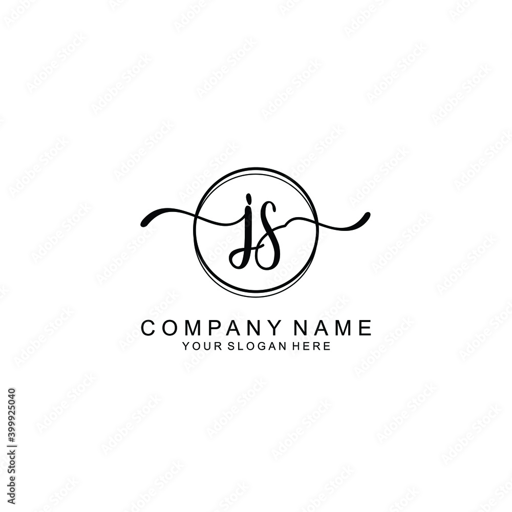Initial JS Handwriting, Wedding Monogram Logo Design, Modern Minimalistic and Floral templates for Invitation cards	
