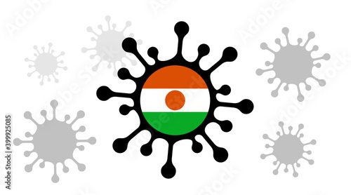 Covid-19 coronavirus icon and republic of the niger flag