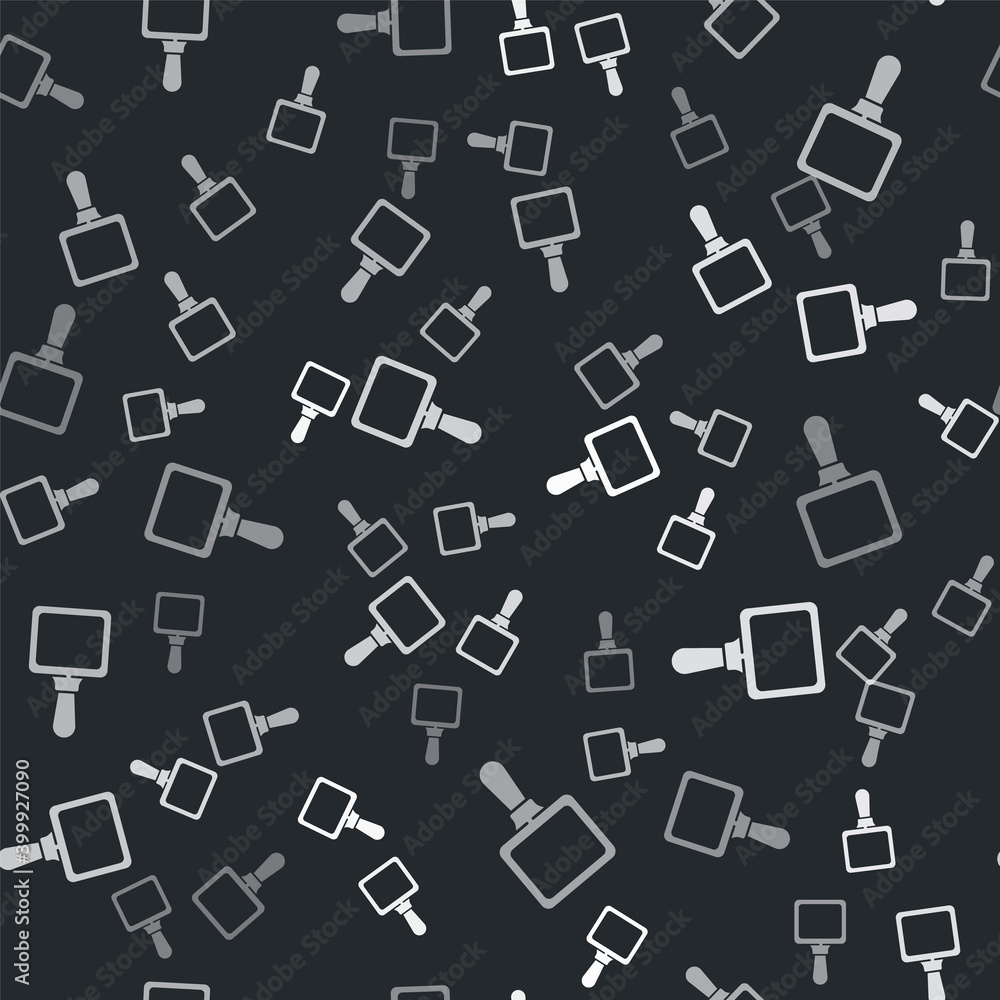 Grey Hand mirror icon isolated seamless pattern on black background. Vector Illustration.