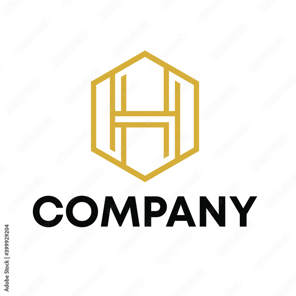 Fototapeta premium letter H with hexagon logo