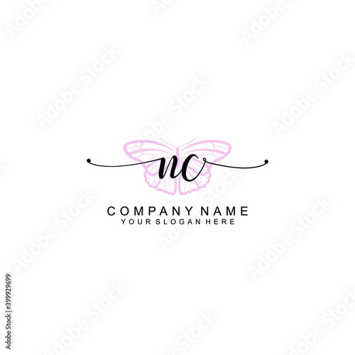 Initial NC Handwriting  Wedding Monogram Logo Design  Modern Minimalistic and Floral templates for Invitation cards  