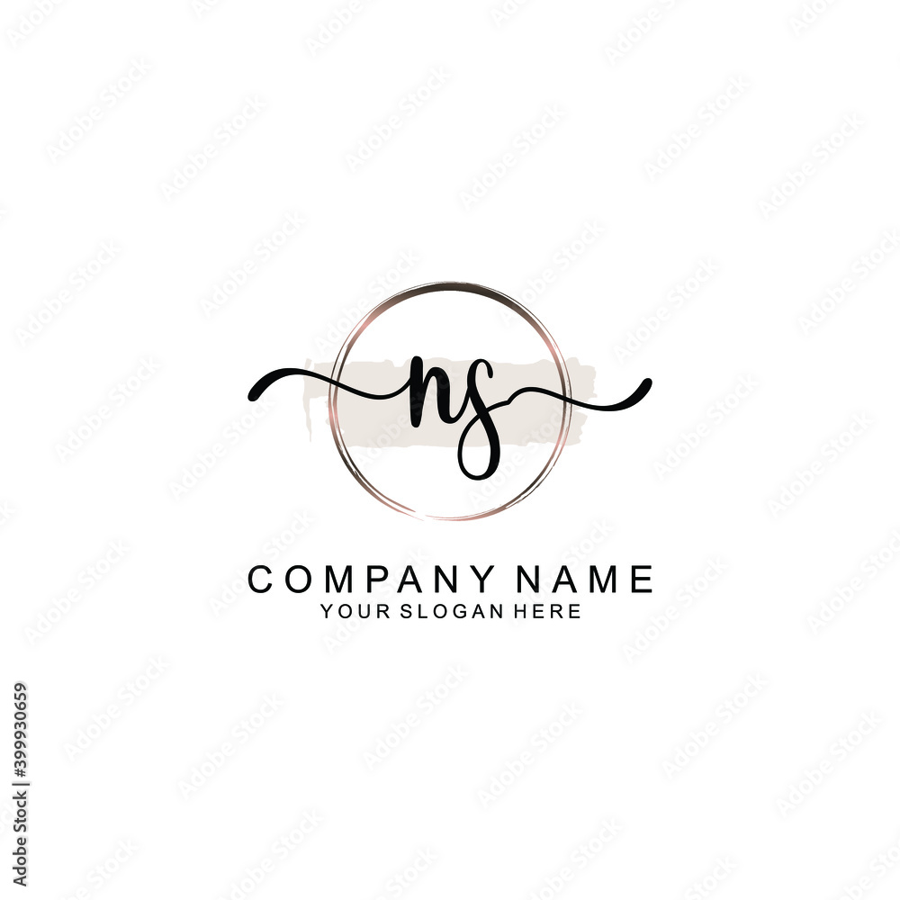 Initial NS Handwriting, Wedding Monogram Logo Design, Modern Minimalistic and Floral templates for Invitation cards	
