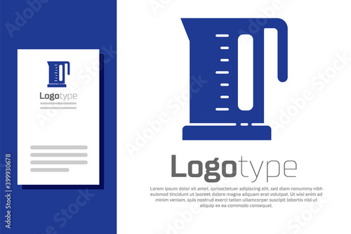 Blue Electric kettle icon isolated on white background. Teapot icon. Logo design template element. Vector.