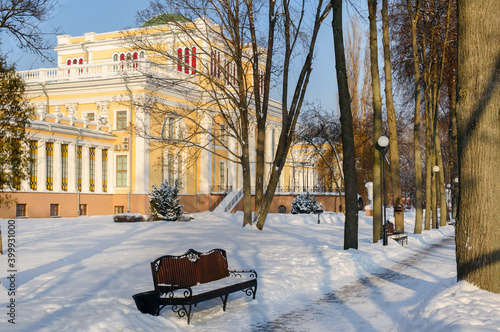 Palace of the Rumyantsevs and Paskevichs. Gomel palace and park ensemble in winter photo