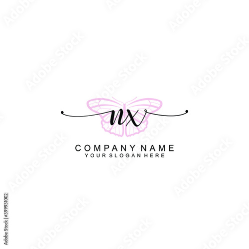 Initial NX Handwriting, Wedding Monogram Logo Design, Modern Minimalistic and Floral templates for Invitation cards 