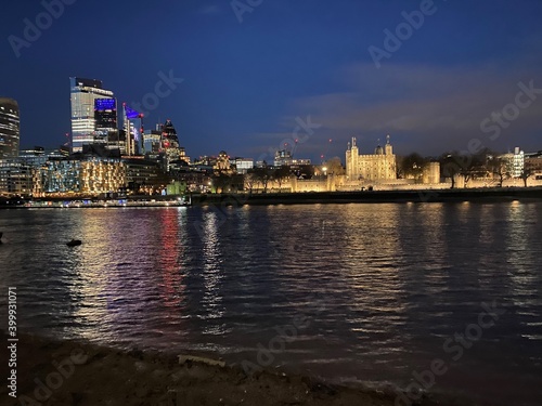 A view of the River Thames in London at night