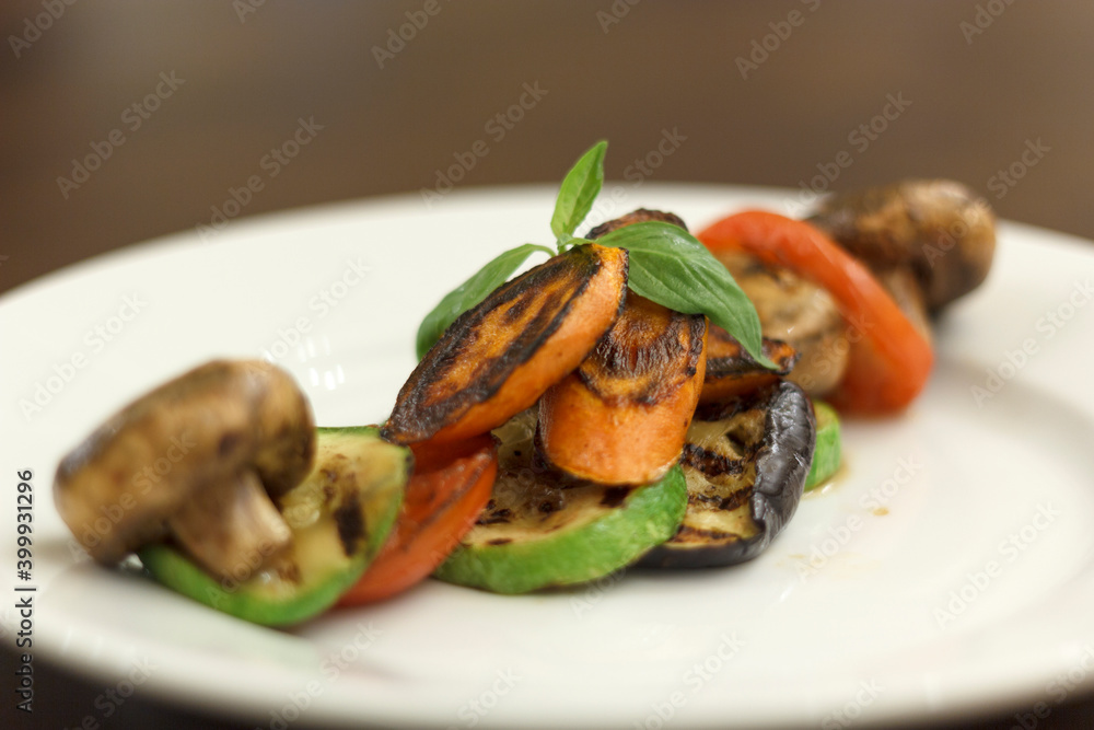 Fried vegetables and mushrooms