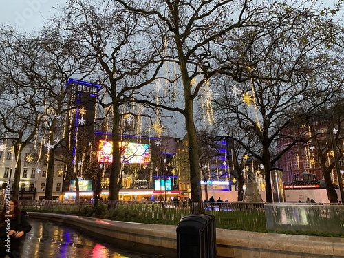 Leicester Square in London at night