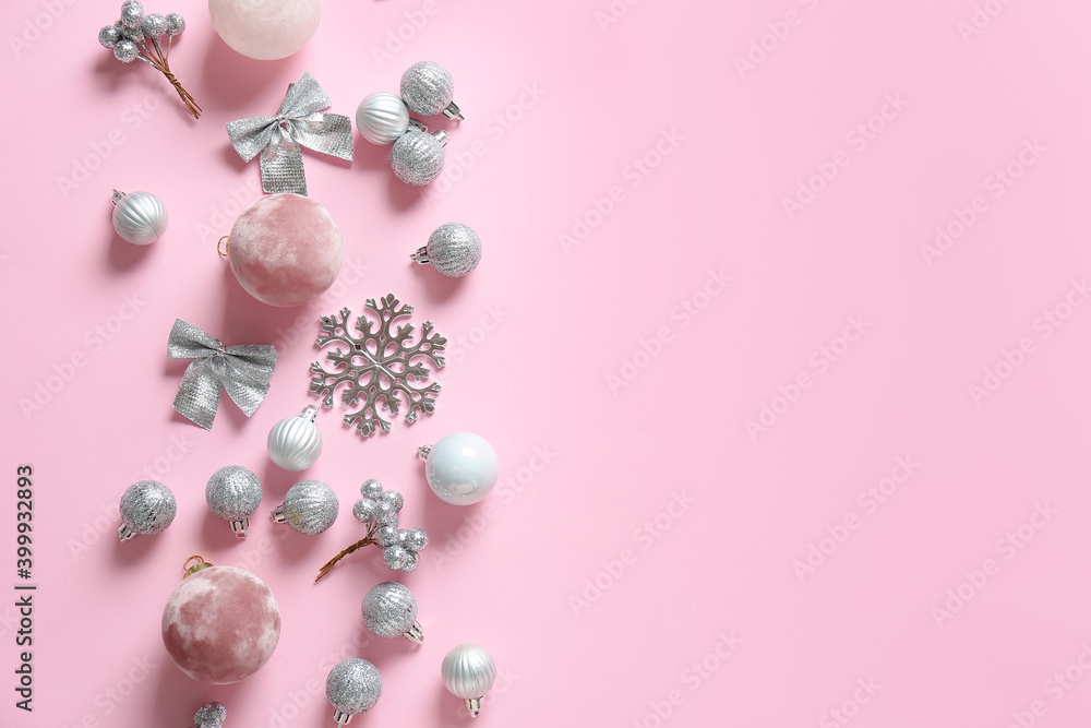 Beautiful Christmas composition on color background Beautiful Christmas composition on color background