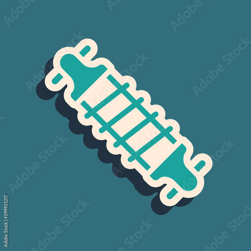 Green Bicycle suspension icon isolated on green background. Long shadow style. Vector.