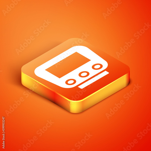 Isometric Bicycle speedometer icon isolated on orange background. Vector.