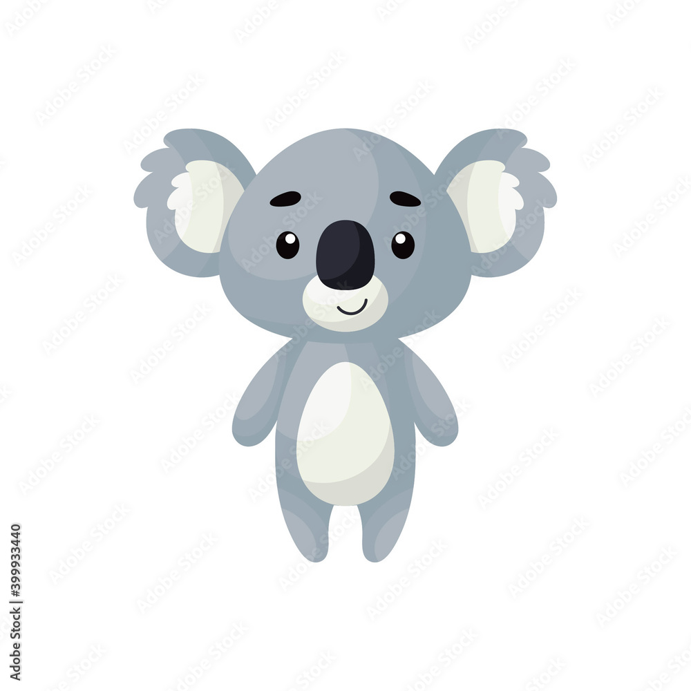 Cute little koala on white background. Cartoon animal character for kids cards, baby shower, posters, b-day invitation, clothes. Bright colored childish vector illustration in ecartoon style. Cute little koala on white background. Cartoon animal character for kids cards, baby shower, posters, b-day invitation, clothes. Bright colored childish vector illustration in ecartoon style.
