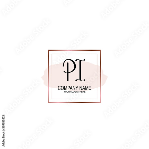 Initial PI Handwriting, Wedding Monogram Logo Design, Modern Minimalistic and Floral templates for Invitation cards 