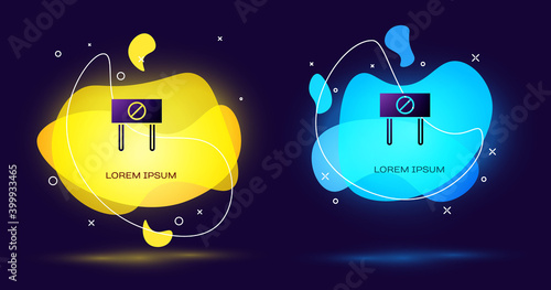 Black Protest icon isolated on black background. Meeting, protester, picket, speech, banner, protest placard, petition, leader, leaflet. Abstract banner with liquid shapes. Vector.