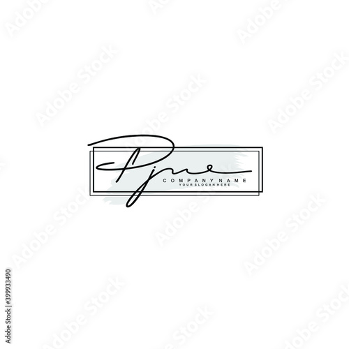 Initial PJ Handwriting, Wedding Monogram Logo Design, Modern Minimalistic and Floral templates for Invitation cards 