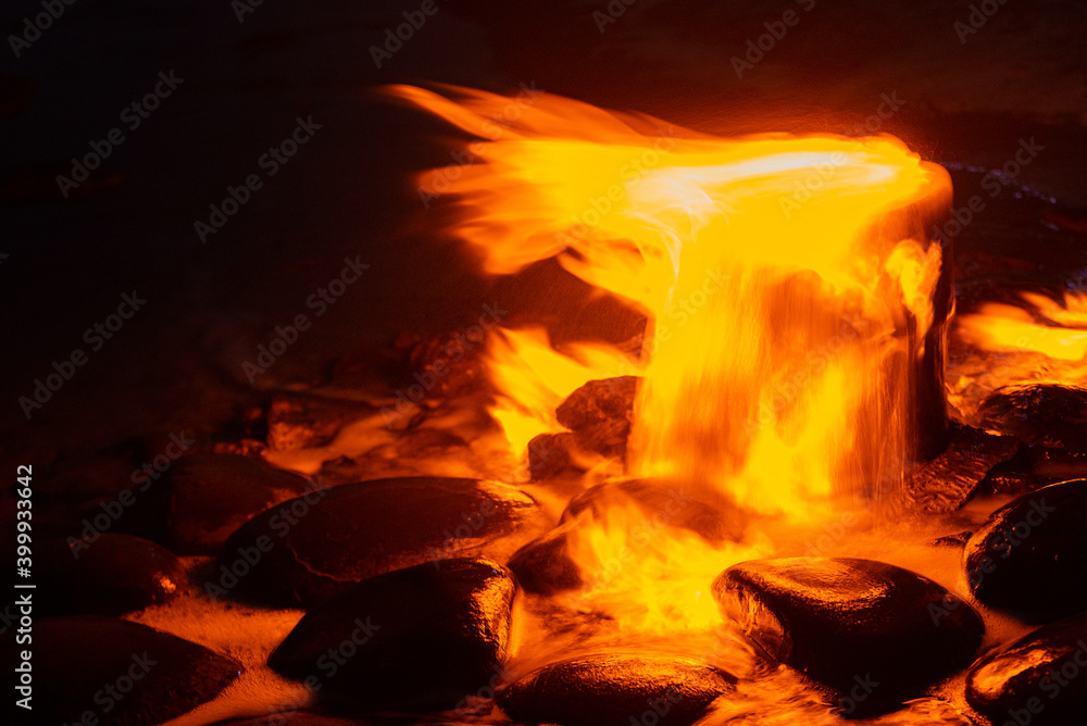 Spring of fire water. Burning methane in water. Cold fire Spring of fire water. Burning methane in water. Cold fire