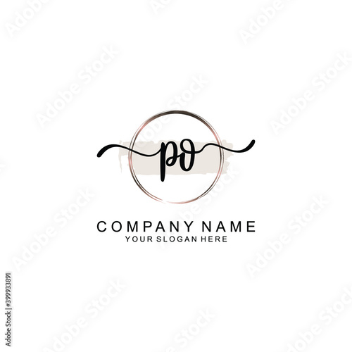 Initial PO Handwriting, Wedding Monogram Logo Design, Modern Minimalistic and Floral templates for Invitation cards 