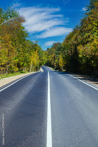 Asphalt road or highway with road markings