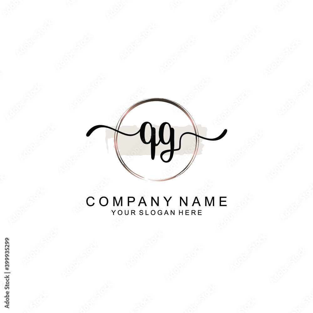 Initial QG Handwriting, Wedding Monogram Logo Design, Modern Minimalistic and Floral templates for Invitation cards	
