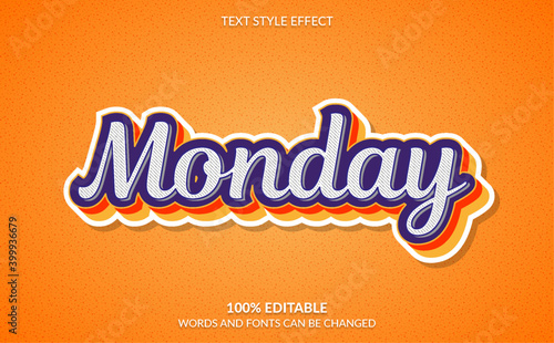 Editable text effect, Happy monday text style
