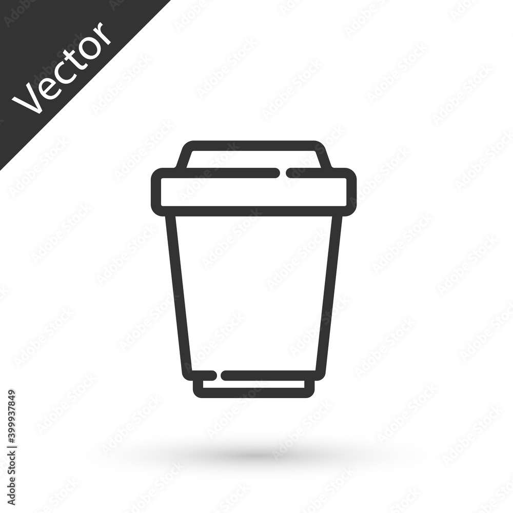 Grey line Coffee cup to go icon isolated on white background. Vector. Grey line Coffee cup to go icon isolated on white background. Vector.