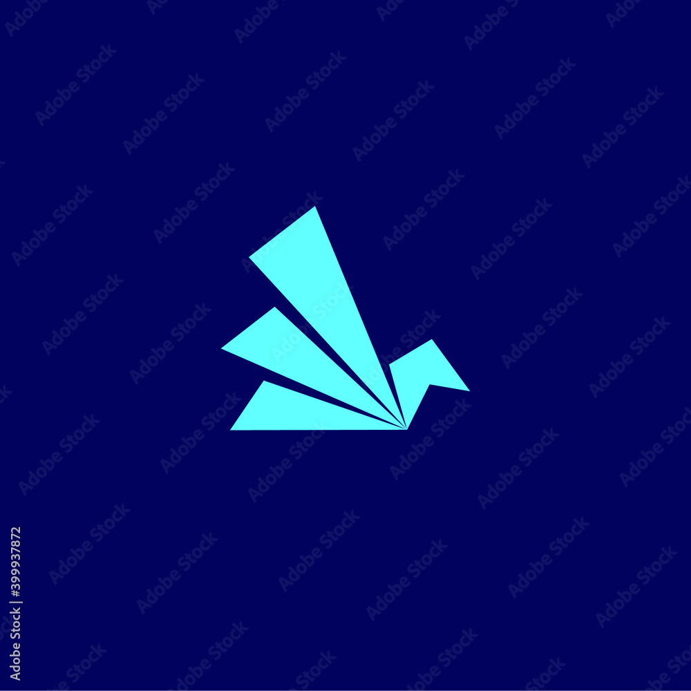Simple modern geometric bird origami logo
