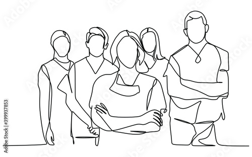 Group of medical staff.  Medical Team. Continuous one line drawing