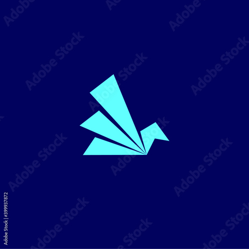 Simple modern geometric bird origami logo