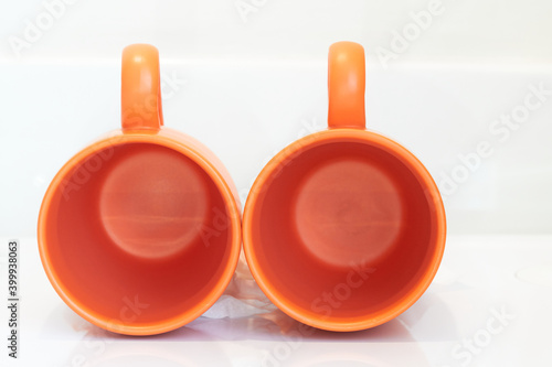 twin orange ceramic glass