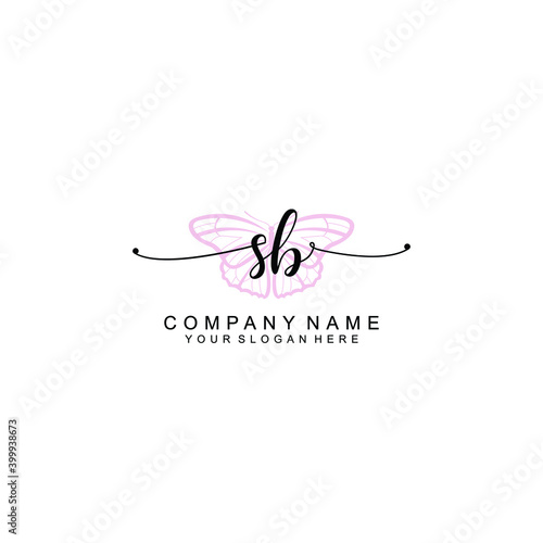 Initial SB Handwriting, Wedding Monogram Logo Design, Modern Minimalistic and Floral templates for Invitation cards 