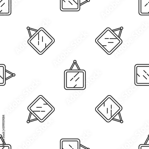 Grey line Mirror icon isolated seamless pattern on white background. Vector.