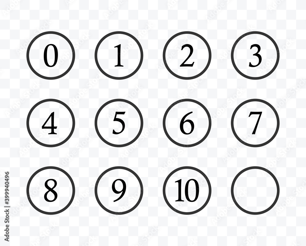 Set of number in circle flat design style isolated vector illustration. Set of number in circle flat design style isolated vector illustration.