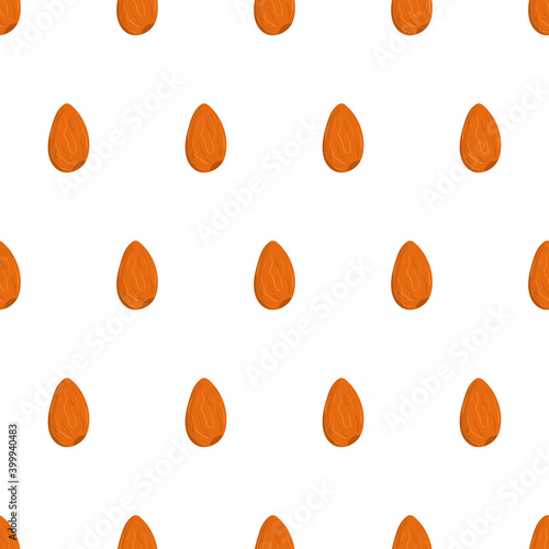 Illustration with almond core seamless pattern for print design. Food hand drawn vector art. Nature graphic background. Niut, fruits, vegetables, healthy food