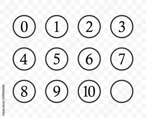 Set of number in circle flat design style isolated vector illustration.