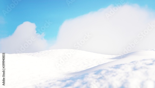 Christmas winter background with snow scene 3D rendering seasonal nature landscape backgrounds