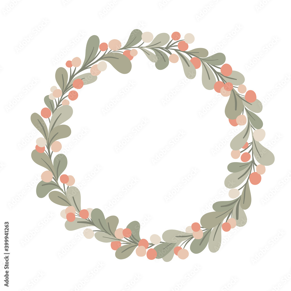 Cute flowers circle wreath floral wallpaper template background bouquet. Botanical flower and leaf branch can be used for printing, greeting or wedding anniversary. Vector invitation card concept Cute flowers circle wreath floral wallpaper template background bouquet. Botanical flower and leaf branch can be used for printing, greeting or wedding anniversary. Vector invitation card concept