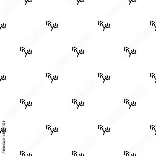 Floral Seamless pattern texture with berries branches in black and white.