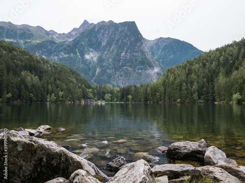 View of Piburger See (Lake Piburg) near Oetz, Tyrol, Austria