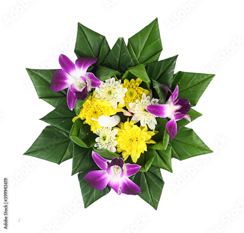 Loy Kratong Festival - Thai traditional culture- Kratong from banana leaves photo